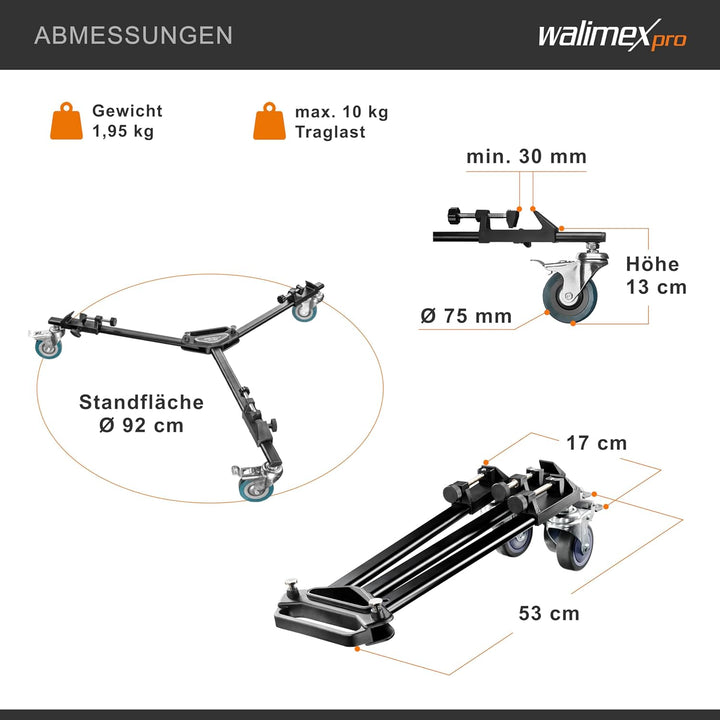 Walimex WT-600 Stativwagen, Schwarz Single, Single