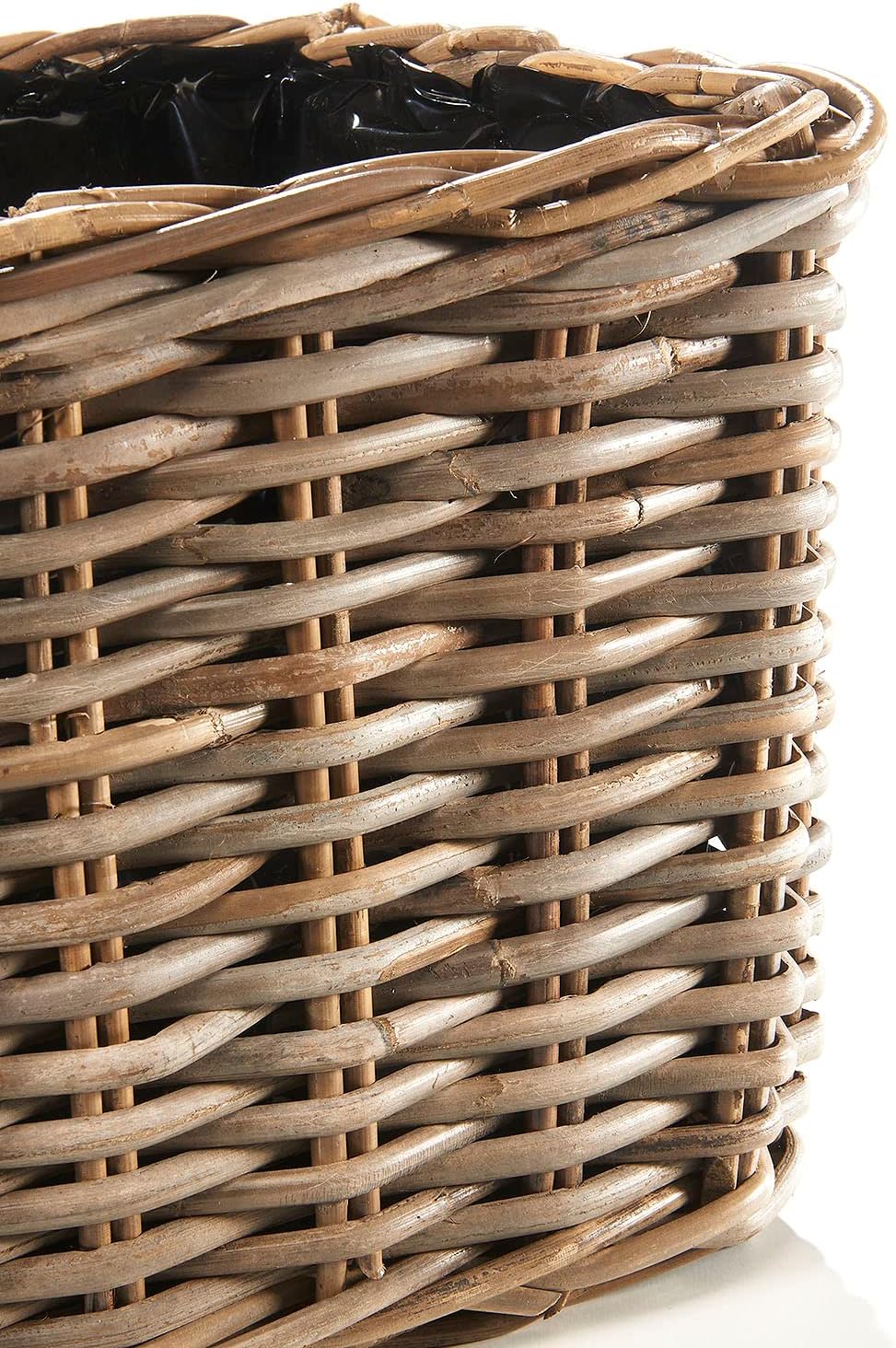 Kobolo Pflanzkorb Pflanzschale aus Rattan mit Folie in kubu Grey grau im 2er Set