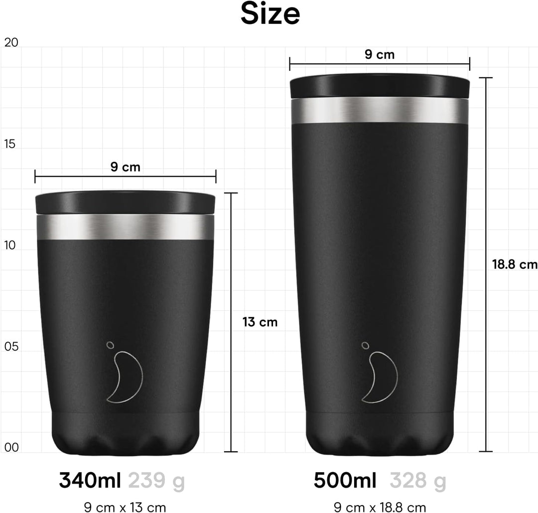 Chilly's Original Kaffeebecher - Reise-Thermo-Tasse für kalte und heisse Getränke - Mehrwegbecher mi