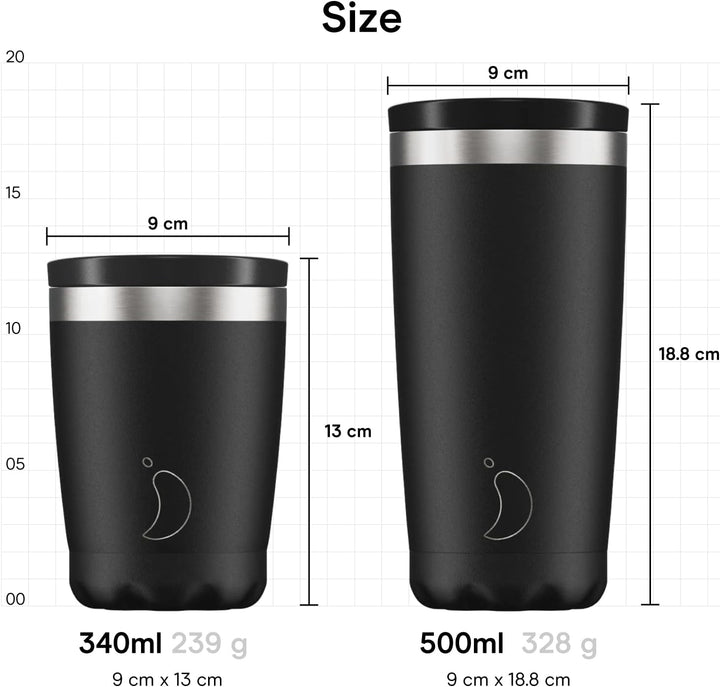 Chilly's Original Kaffeebecher - Reise-Thermo-Tasse für kalte und heisse Getränke - Mehrwegbecher mi
