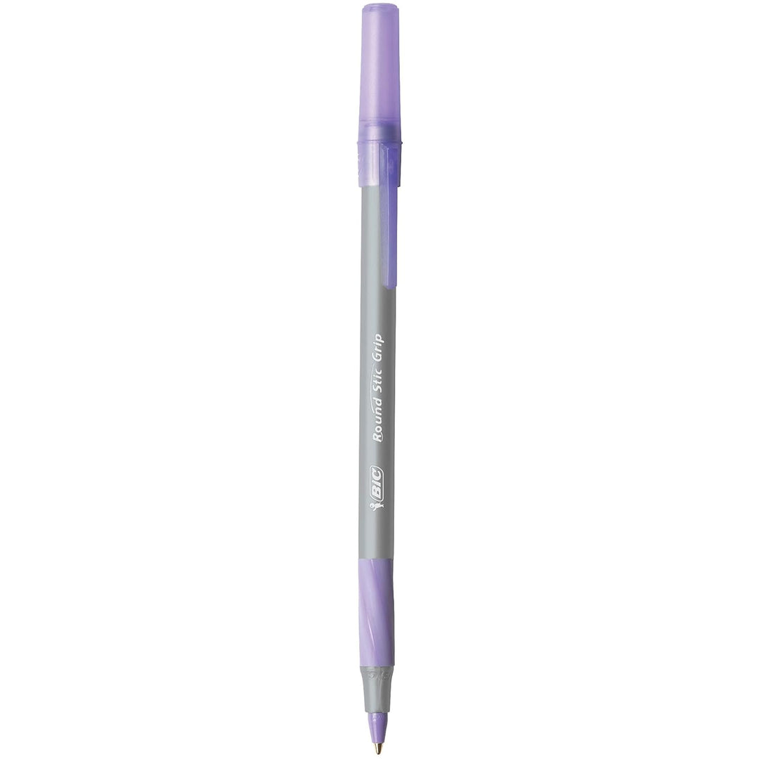 BIC Round Stic Grip Xtra Comfort Kugelschreiber, mittlere Spitze (1,2 mm), Violett, 12 Stück .12 Cou