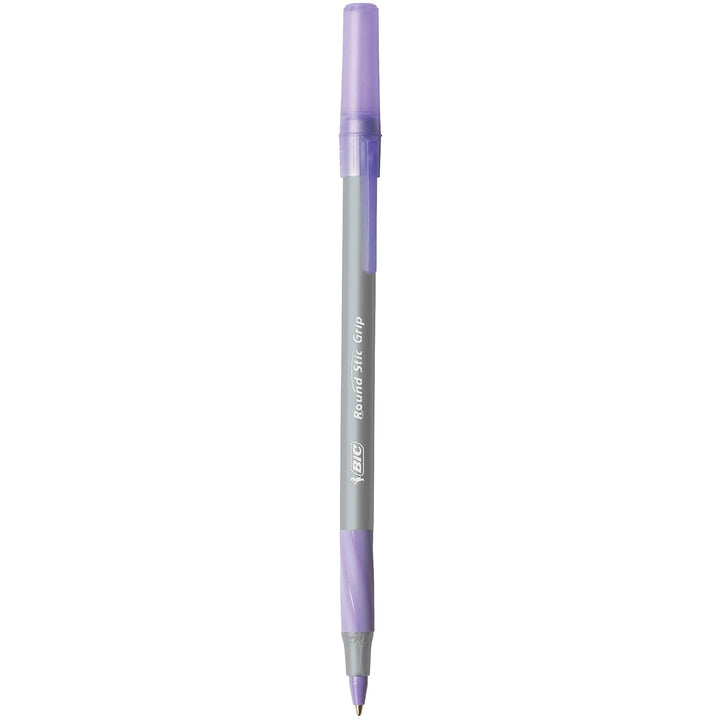 BIC Round Stic Grip Xtra Comfort Kugelschreiber, mittlere Spitze (1,2 mm), Violett, 12 Stück .12 Cou