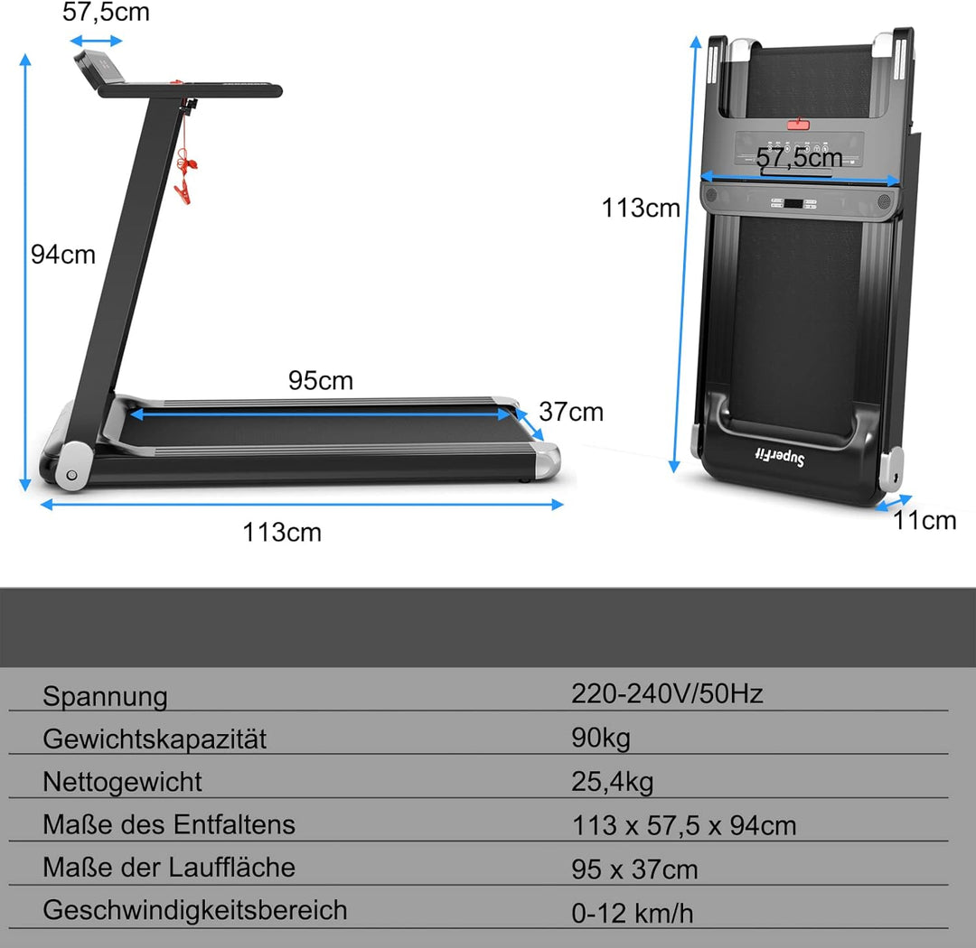 COSTWAY Elektrisches Laufband App-kontrolliert | Bluetooth | 3 Modi 12 voreingestellte Programme | L