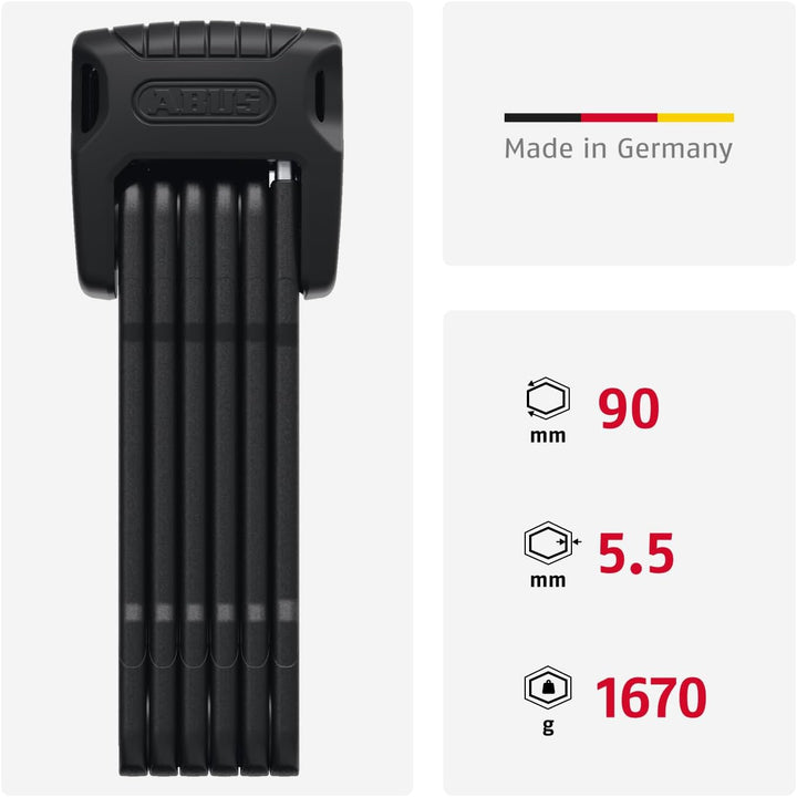 ABUS Faltschloss Bordo Granit 6500K mit SH-Schlosshalter - Fahrradschloss mit XPlus Zylinder für hoh