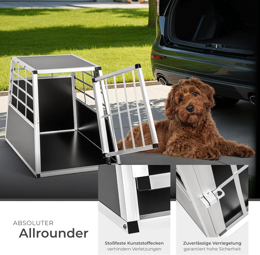 tectake® Hundebox Auto oder Hundebox für Zuhause, Aluminium Hundetransportbox, leicht und stabil, Au