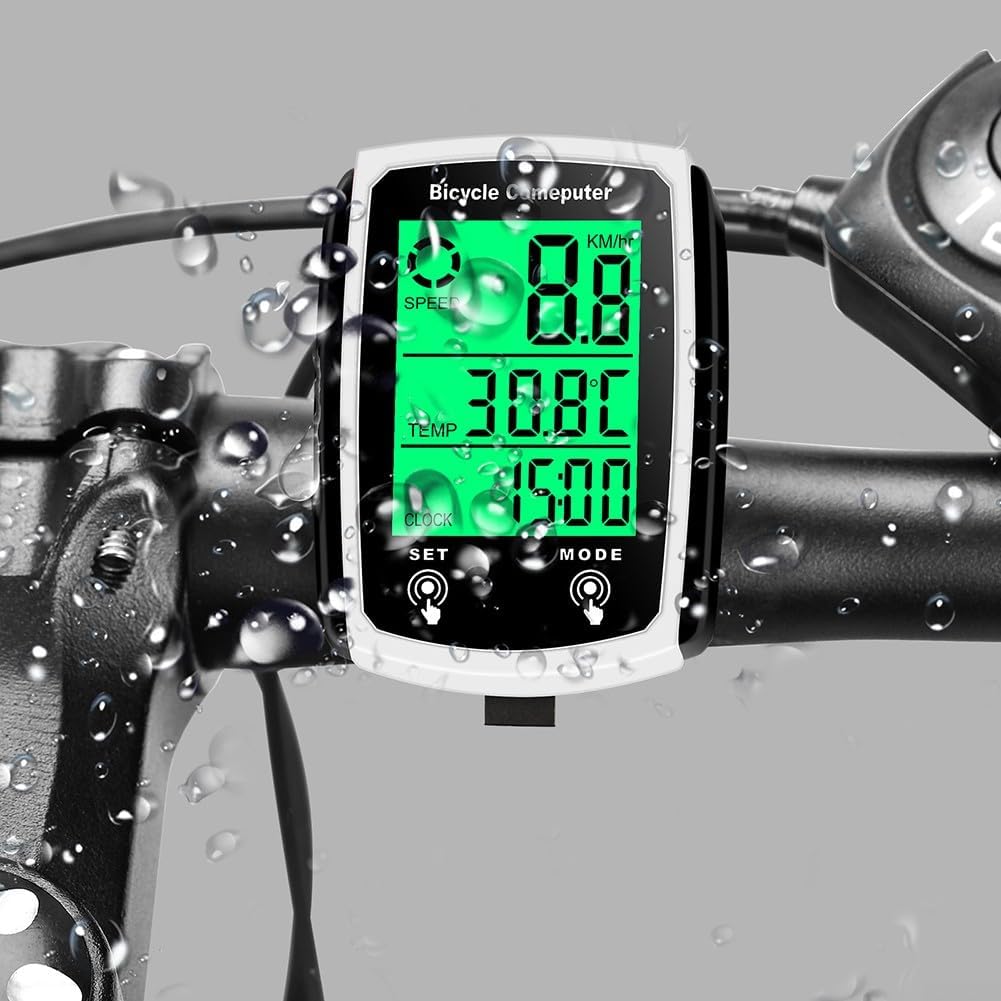 Fahrradcomputer Fahrrad Wasserdicht Kabelgebundener Tachometer Fahrrad Kilometerzähler mit LCD Displ