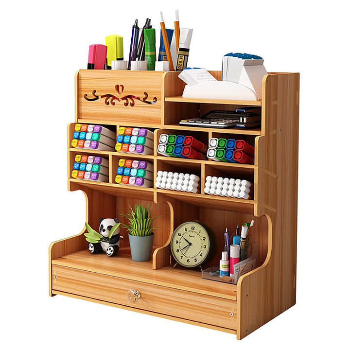 Hggzeg Schreibtisch-Organizer aus Holz, Selbstmontage, Schreibtischset, grosse Kapazität, Schreibtis