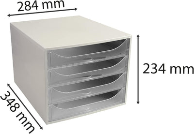 Exacompta 228323D Ablagebox Office mit 4 Schubladen für DIN A4+ Dokumente. Ecobox mit hoher Kapazitä