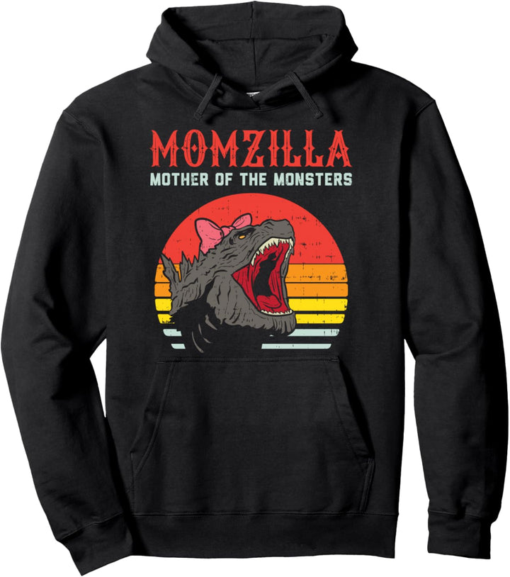 Momzilla Mother Of Monsters Ribbon Retro Mama Step Mom Gift Pullover Hoodie