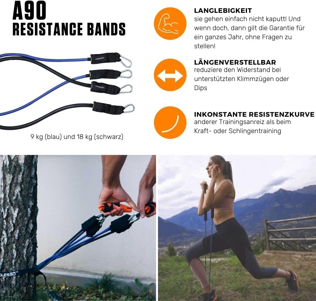 Angles90 Dynamische Fitness Griffe - Befestigbar an Klimmzugstangen - Für Latzug Maschinen & Ruderge