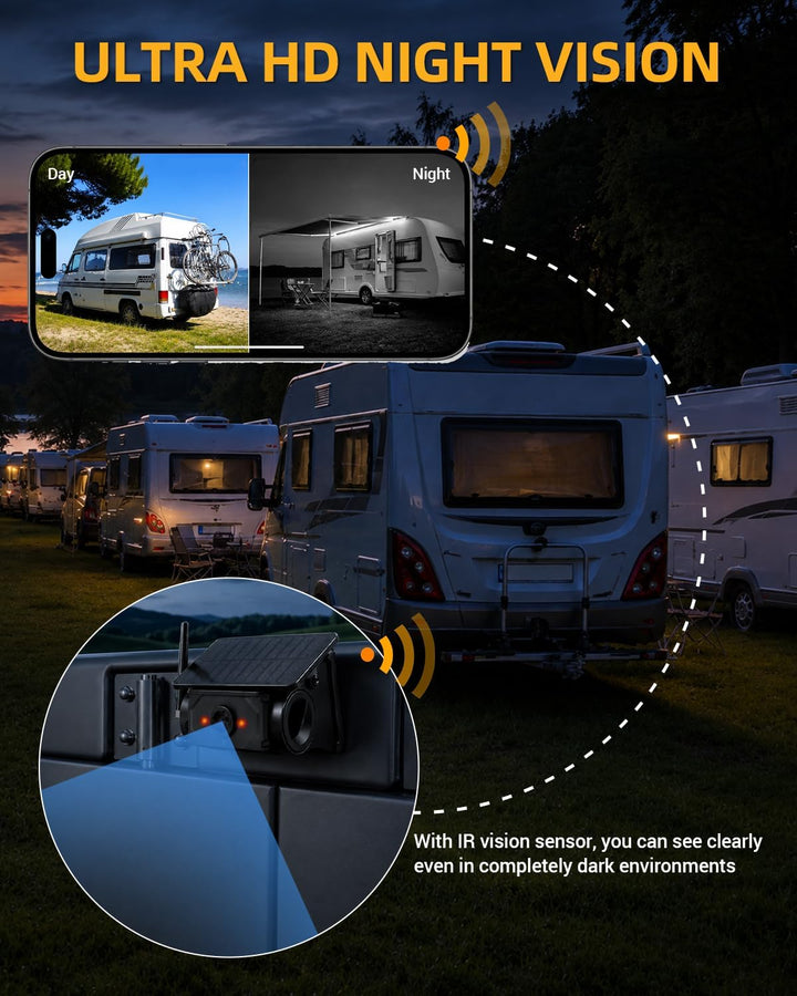 Solar Magnetische WLAN HD Rückfahrkamera 9600mAh 1080P IP67 LKW Nur Kamera, Nur Kamera