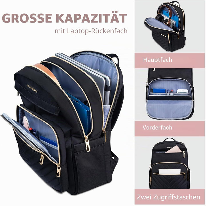 VANKEAN 17.3 Zoll Laptop Rucksack Damen, Schulrucksack wasserdicht Damen Herren Arbeitstasche mit US