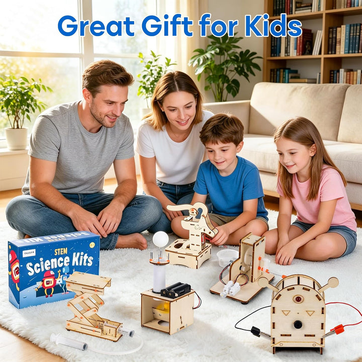 6-in-1 Holz STEM Experimente für Kinder ab 8 9 10 11 12 13 14, Holz DIY Auto Flugzeuge Bausatz Exper