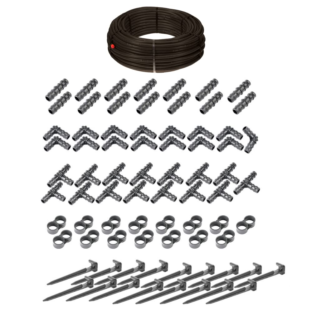 HaGa® Bewässerungsset - Tropfschlauch 16mm in 50m Länge mit Druckkompensierung inkl. Zubehör - Perls