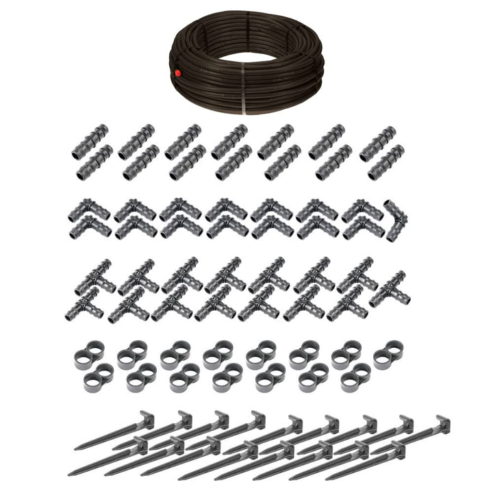 HaGa® Bewässerungsset - Tropfschlauch 16mm in 50m Länge mit Druckkompensierung inkl. Zubehör - Perls