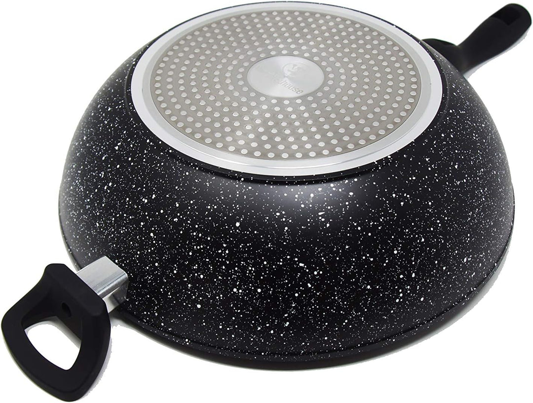 Westinghouse Black Marble Wokpfanne Ø32 cm, Mit Deckel, Induktion & Alle Herdarten, PFOA-Frei, Non S