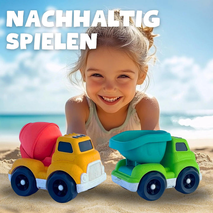 XL Sandspielzeug ab 1 Jahr aus Bio Kunststoff | 2er Set Trucks | für Jungen &amp; Mädchen | Kinderspielz