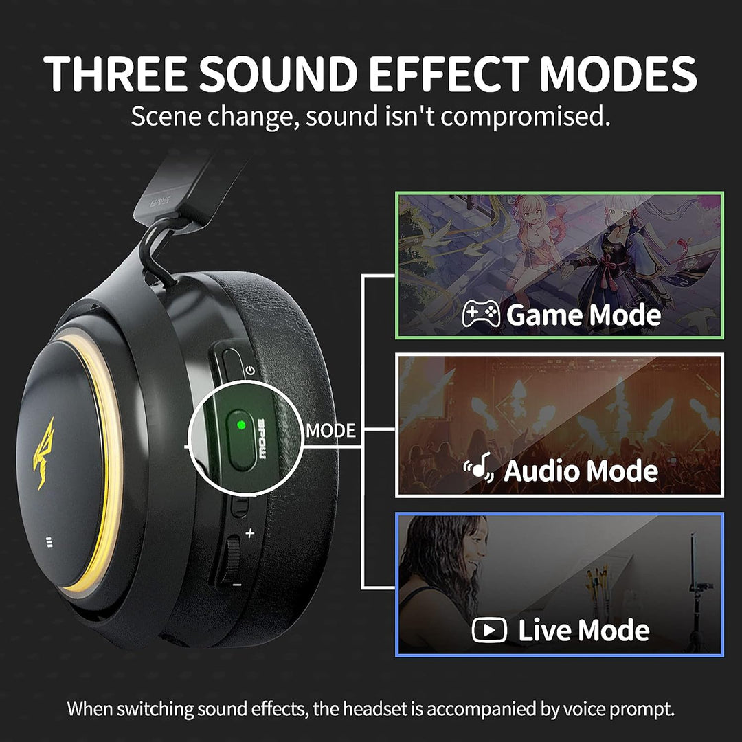 Somic Kabelloses Gaming-Headset, Bluetooth-Headset für Smartphone, einziehbares Mikrofon, 7.1-Surrou