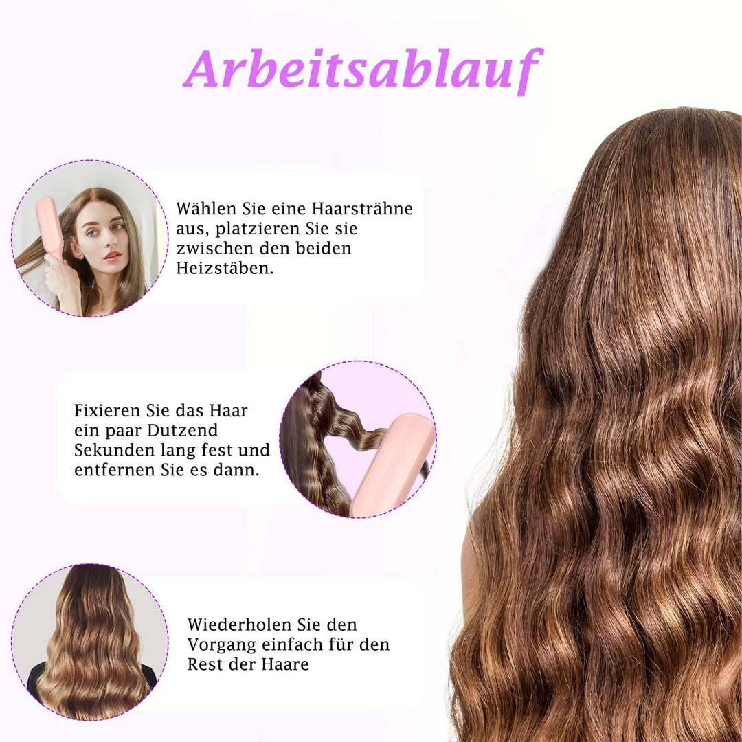 Grosscat welleneisen Lockenstab Locken für Haare 32mm, Deep Waves, Wasserwellen, Mermaid Waves, Well
