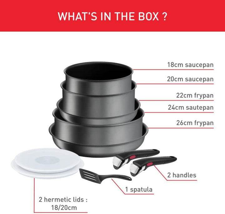 Tefal Ingenio Daily Chef On Kochgeschirr-Set, 10-teilig, Pfannen, Töpfe, Induktion, widerstandsfähig
