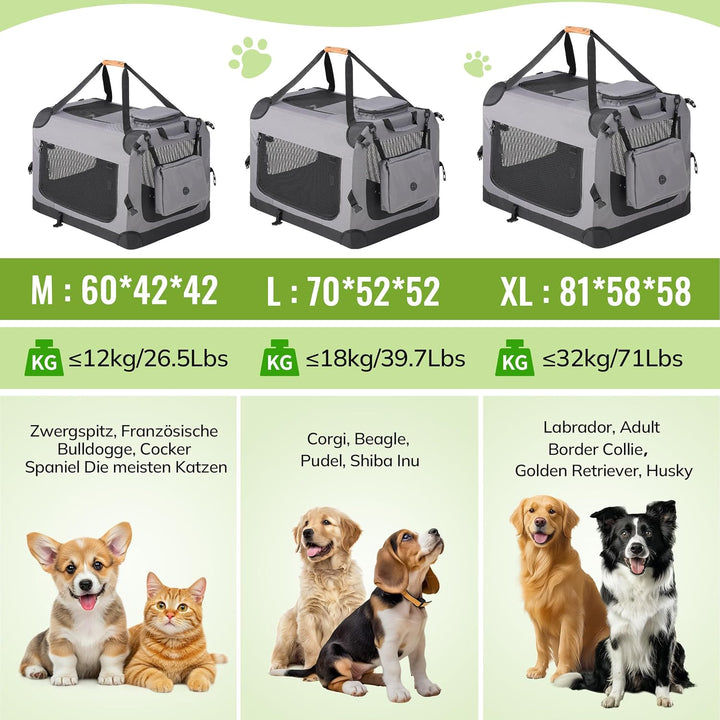 Morpilot Katzentransportbox für grosse Katzen und Welpen Katzenbox Hundetasche mit Sicherheit Reissv
