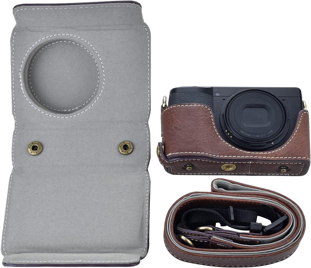 Rieibi Ricoh GR III/GR IIIx Tasche – Vintage PU Leder Kameratasche für Ricoh GR IIIx GR III GRIII GR