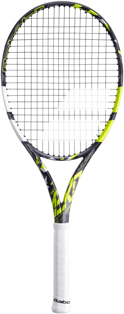 Babolat Pure Aero Team Tennis Racquet (7th Gen) - Strung with 16g White Babolat Syn Gut at Mid-Range