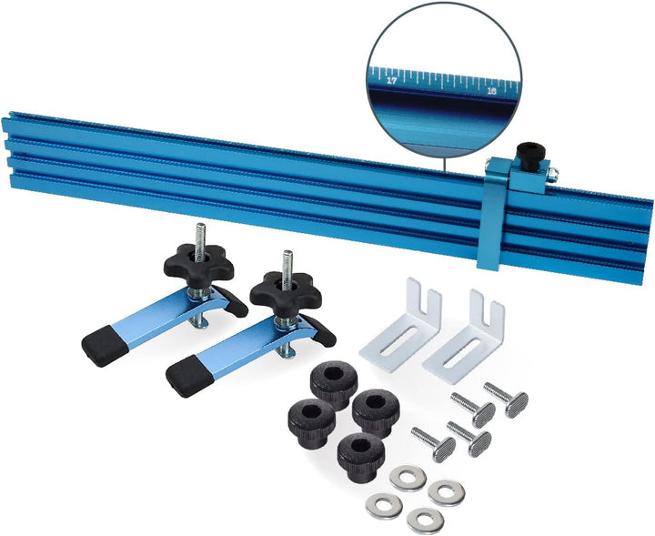 POWERTEC 71633 Holzbearbeitungszaun-Kit für T-Nut-Bohrmaschine, Tischplatten, 61 cm