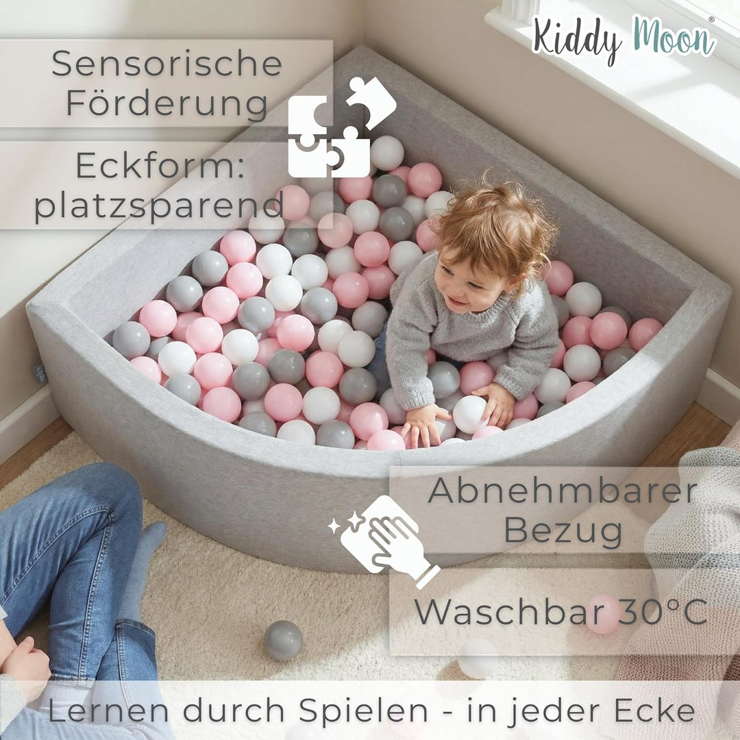 KiddyMoon Viertel Eckig Bällebad Bällepool 90X30cm/200 Bälle ∅ 7Cm Ballgruben Für Babys Spielbad Kle