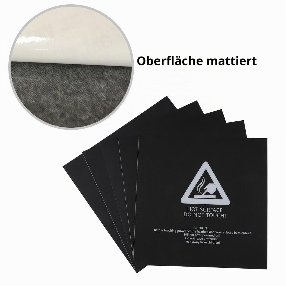 3D Druck Unterlage, 5 Stück 220 × 220mm 3D Drucker Bett Aufbau Oberflächenbett Platten Aufkleber, 3D
