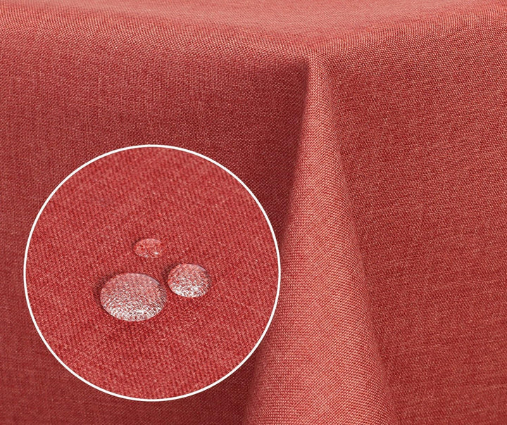 Textil Tischdecke - Leinen Optik - wasserabweisend oval (terrakotta, oval 160x220) Terrakotta oval 1