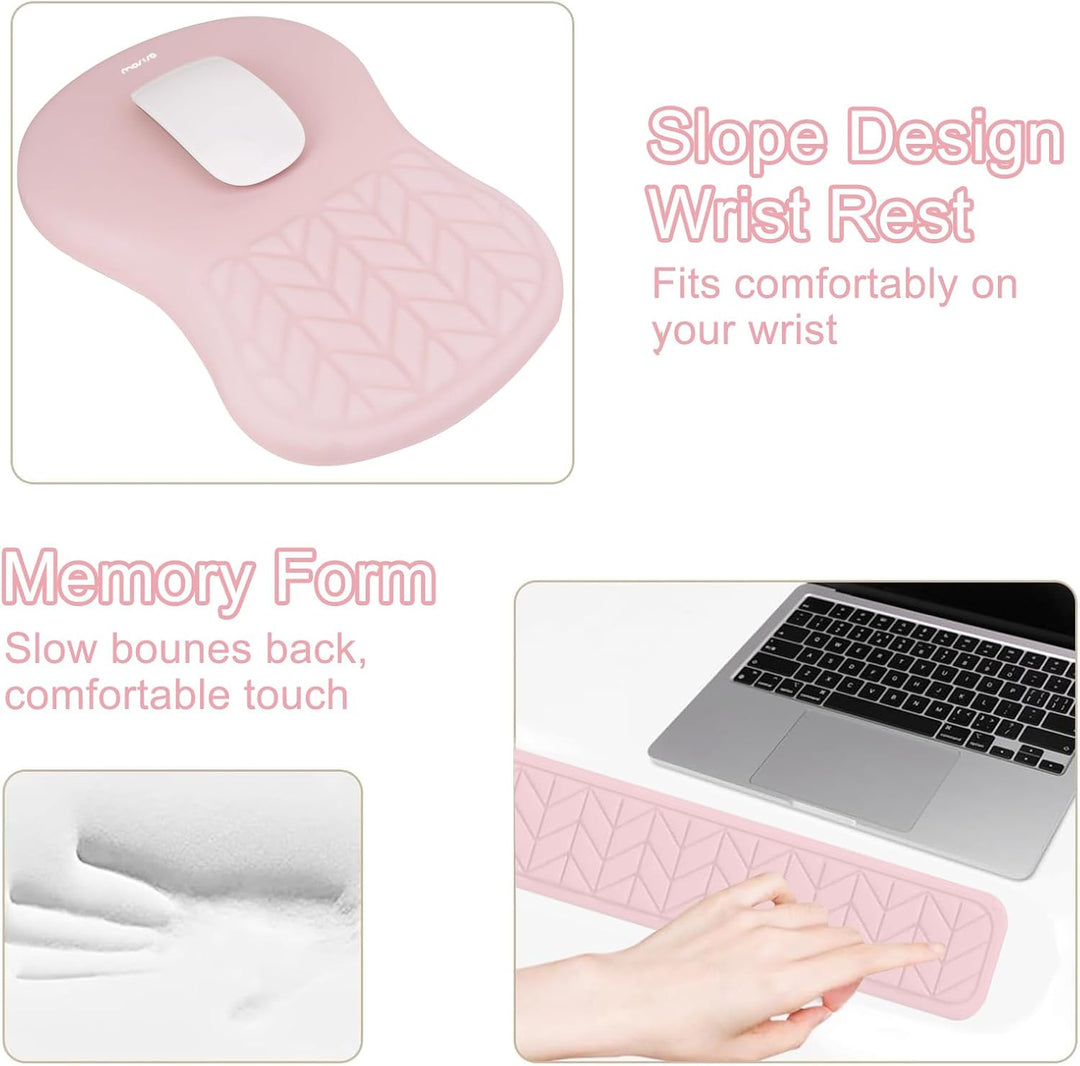 MOSISO Handgelenkstütze für Mauspad&amp;Tastatur Set, Gebogene Ergonomisches Mousepad&amp;Coaster Rutschfest