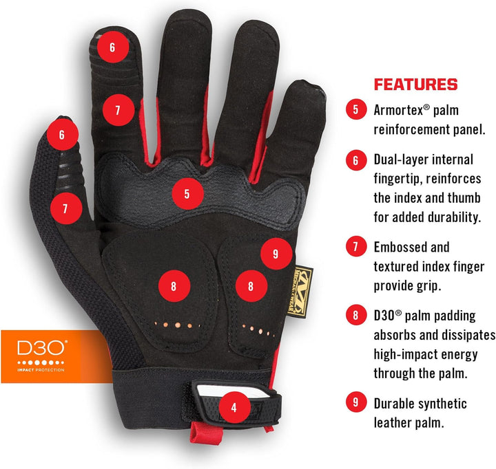 Mechanix Wear: M-Pact Arbeitshandschuhe – Berührungsfähig, Aufprallschutz, Absorbiert Vibrationen (G