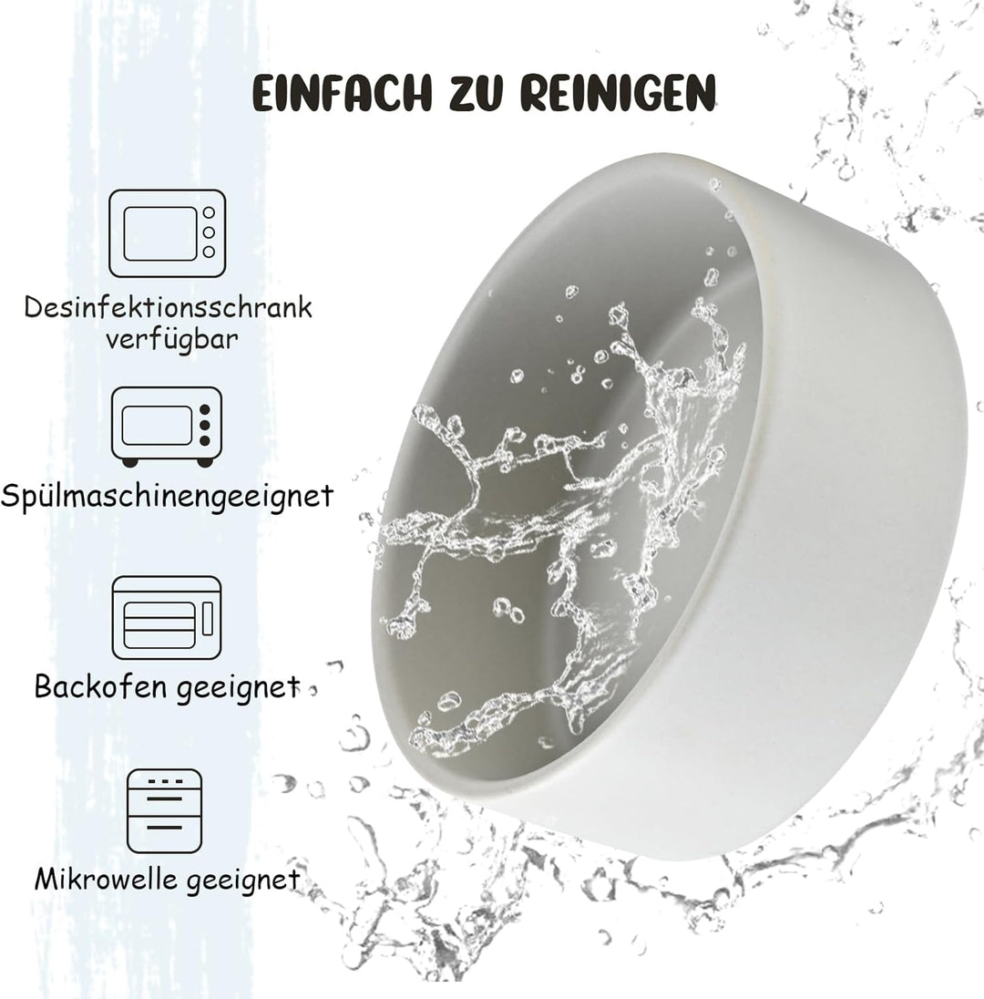 SPUNKYJUNKY 15° Kippbare Keramik Hundenapf mit Holzständer Futter und Wassernapf rutschfest für Hund