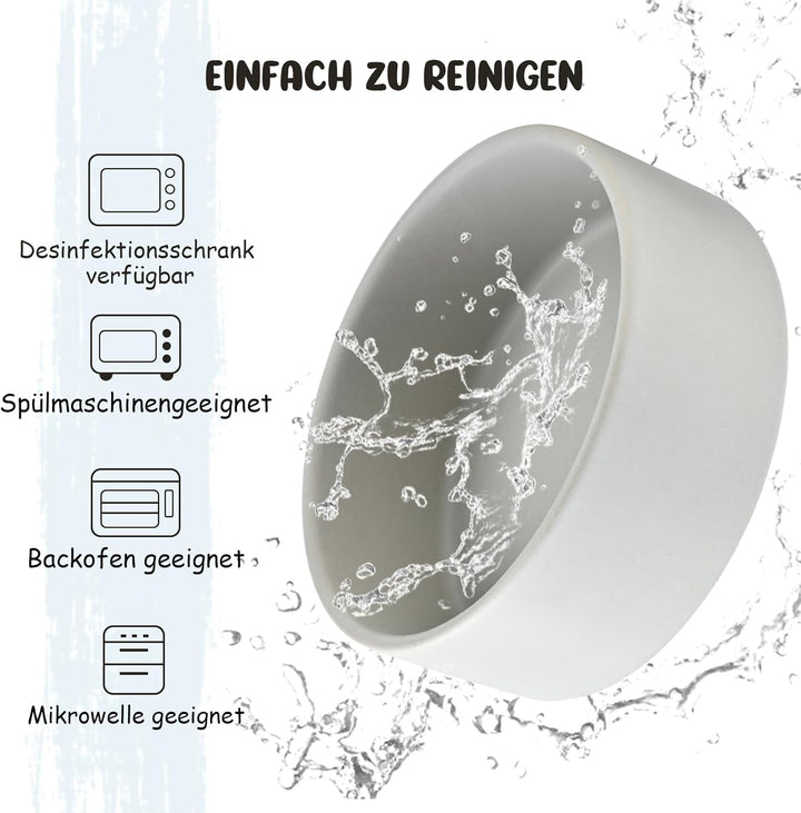SPUNKYJUNKY 15° Kippbare Keramik Hundenapf mit Holzständer Futter und Wassernapf rutschfest für Hund