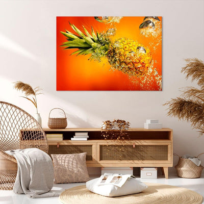 Bilder auf Leinwand 100x70cm Leinwandbild Karibik ananas frucht gesund Gross Wanddeko Bild Schlafzim