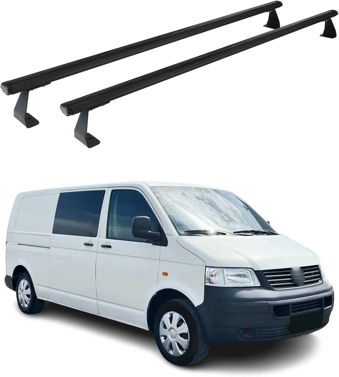 OMAC Dachträger Gepäckträger Relingträger kompatibel mit VW Caravelle T5 2003-2015 Alu Schwarz T5 Ca