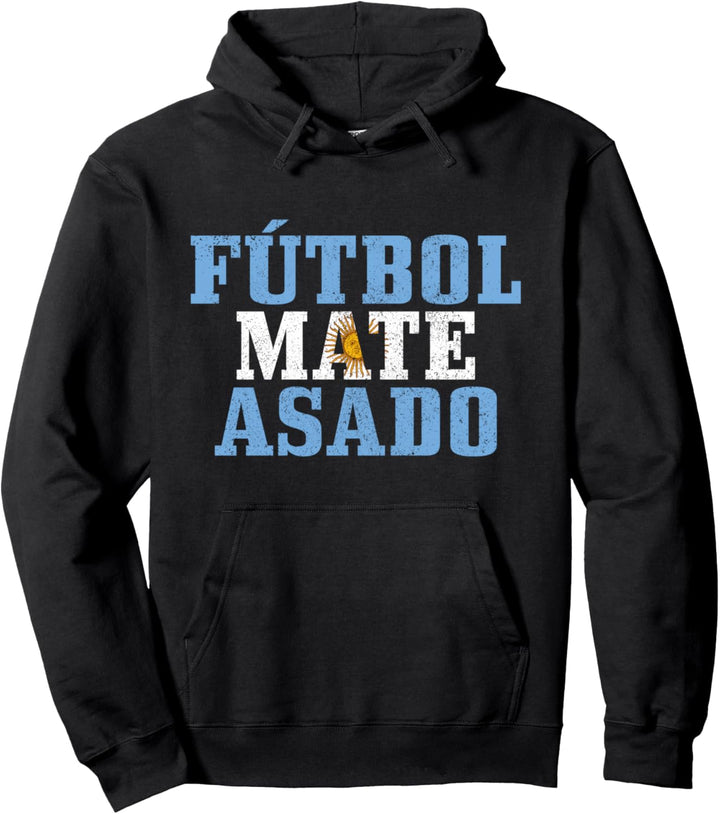 Futbol Mate Asado Argentinien Flagge Pride Vintage Pullover Hoodie