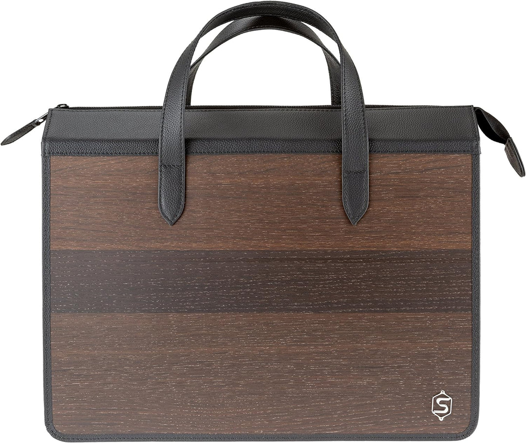 Laptop-Tasche James | Gefertigt aus Echtholz Typ Räuchereiche und Rindleder | Notebook-Tasche 15" Sc
