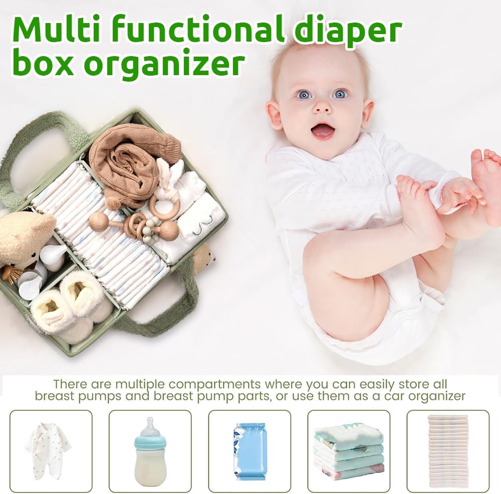 Baby Windel Caddy Organizer, Tragbarer Wickelorganizer Mit Fächern & Griffen, Plüsch Wickel Organize