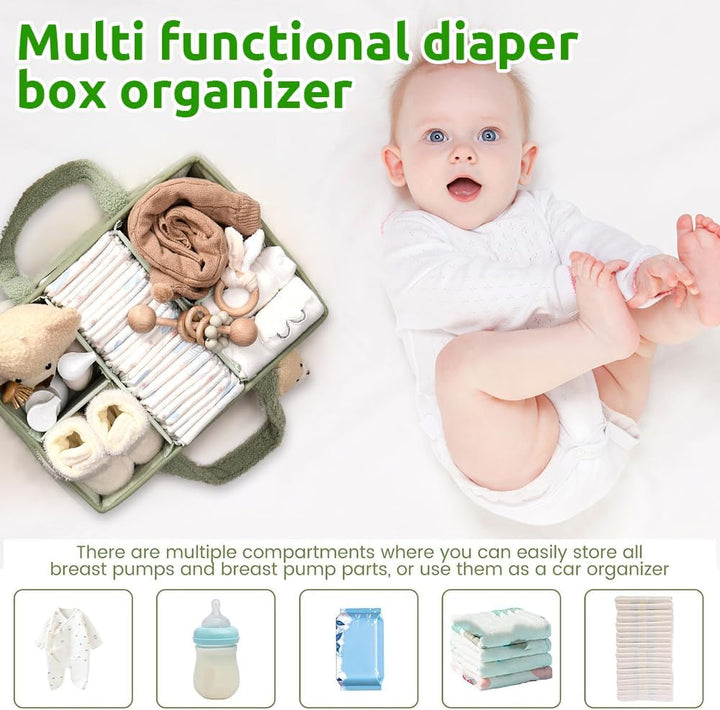 Baby Windel Caddy Organizer, Tragbarer Wickelorganizer Mit Fächern & Griffen, Plüsch Wickel Organize