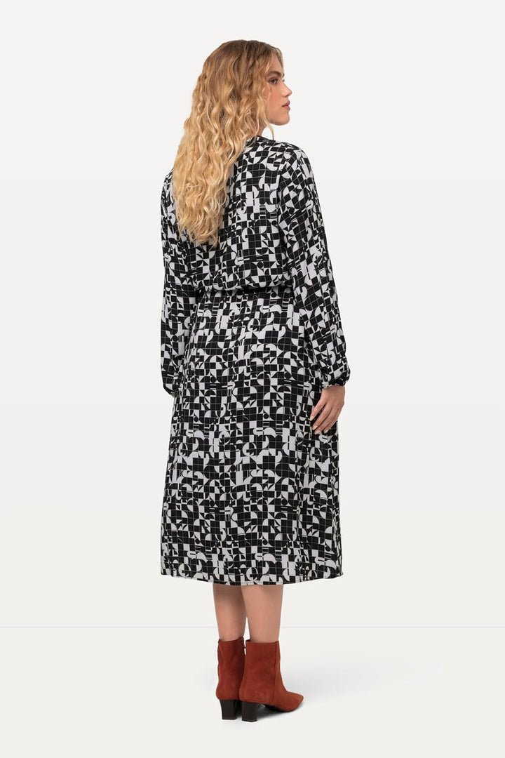 Ulla Popken Damen grosse Grössen Übergrössen Plus Size Kleid, Tunnelzug, Tunika-Ausschnitt, Taschen,