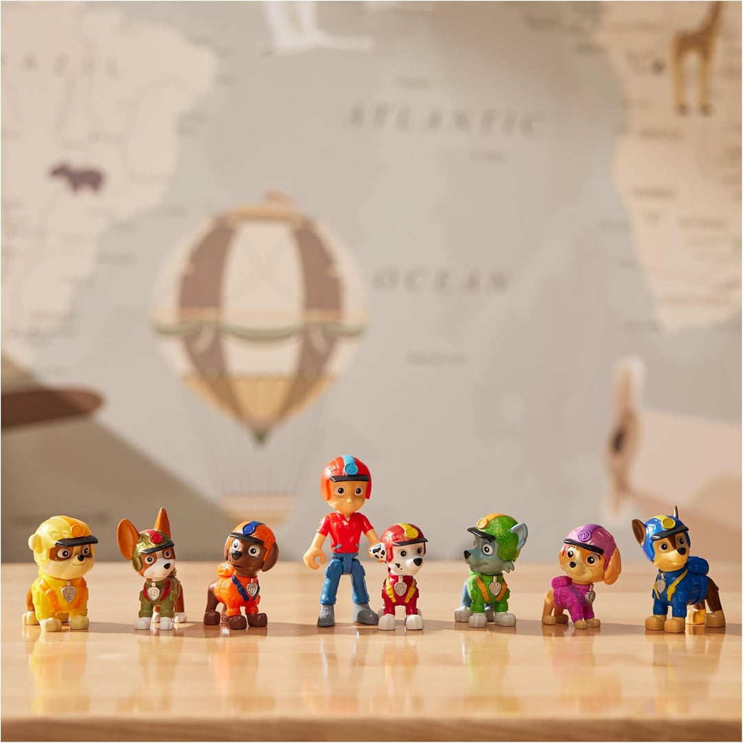 PAW PATROL Jungle Pups – Spielfiguren-Geschenkset mit 7 Hundefiguren und 1 Ryderfigur zum Sammeln, S