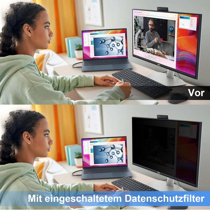 Mamol 27 Zoll Monitor Blickschutzfilter Anti-Blaulichtfilter, Abnehmbarer Sichtschutz Anti Blaulicht