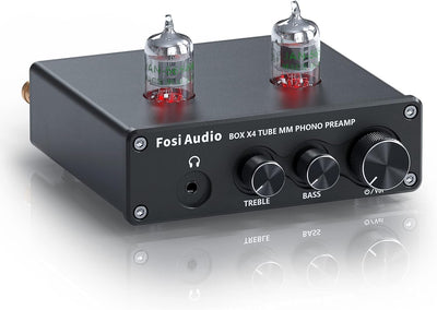 Fosi Audio X4 HiFi Phono Röhren Vorverstärker, Hi-Fi Röhrenvorverstärker Kopfhörerverstärker, JAN 56