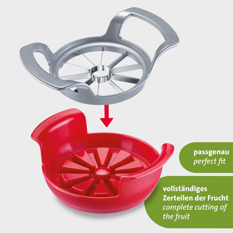 Westmark Apfel- und Birnenteiler mit Schneidteller, Schneider aus Aluminium/Rostfreier Edelstahl/Kun