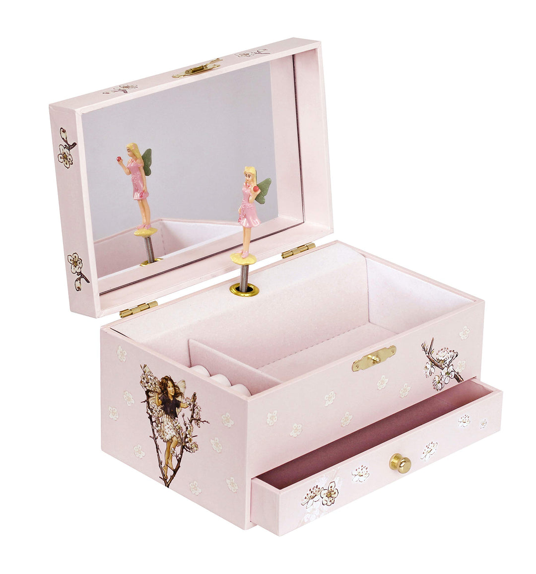 Trousselier 6260614 Schmuckschatulle für Kinder, Blumenfeen, Spieluhr mit tanzender Figur und Musik,