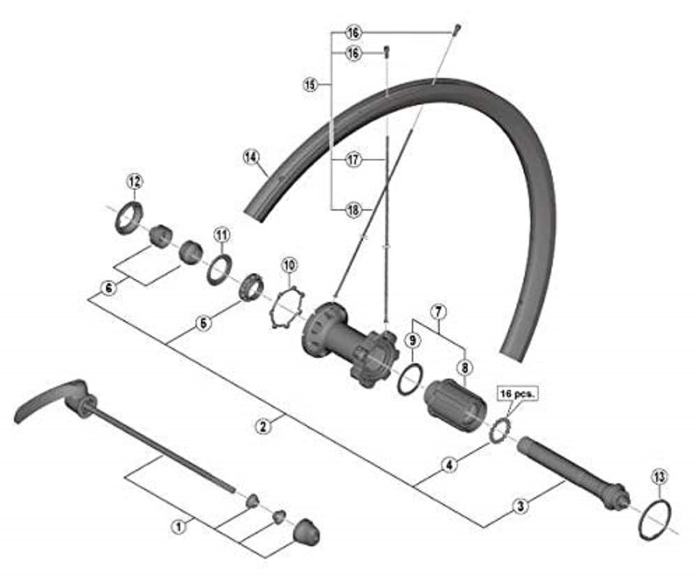 Shimano Unisex-Adult Eje Buje Completo Tras. Fahrradbuchsen, Mehrfarbig, One Size