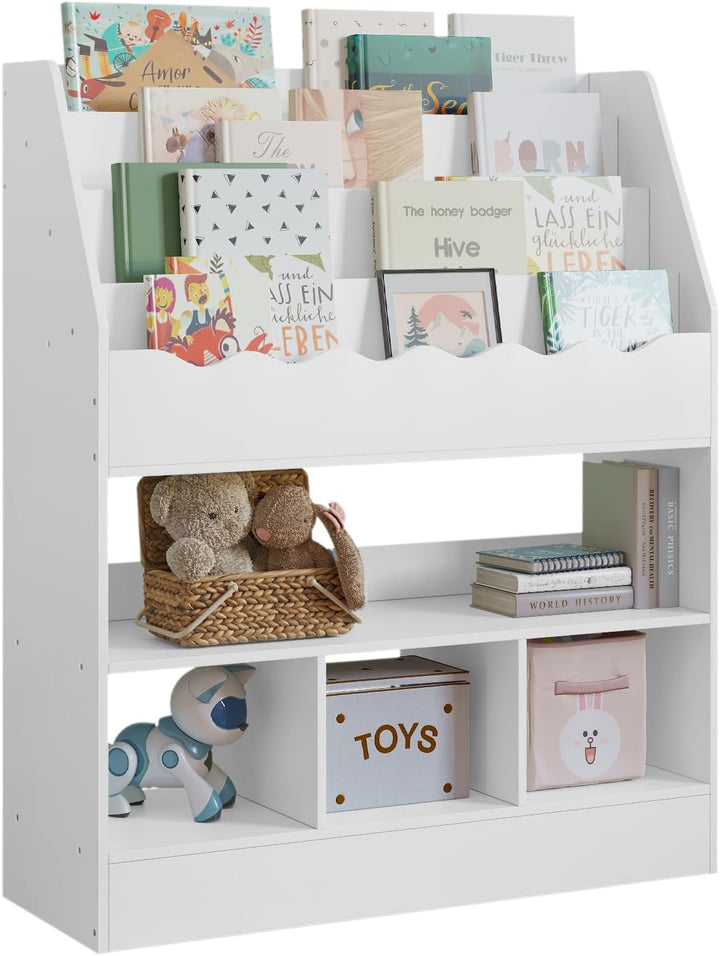 WOLTU Bücherregal Kinder, Kinderregal, weisses Regal Kinderzimmer, mit 6 Fächern, Spielzeugregal, Mo