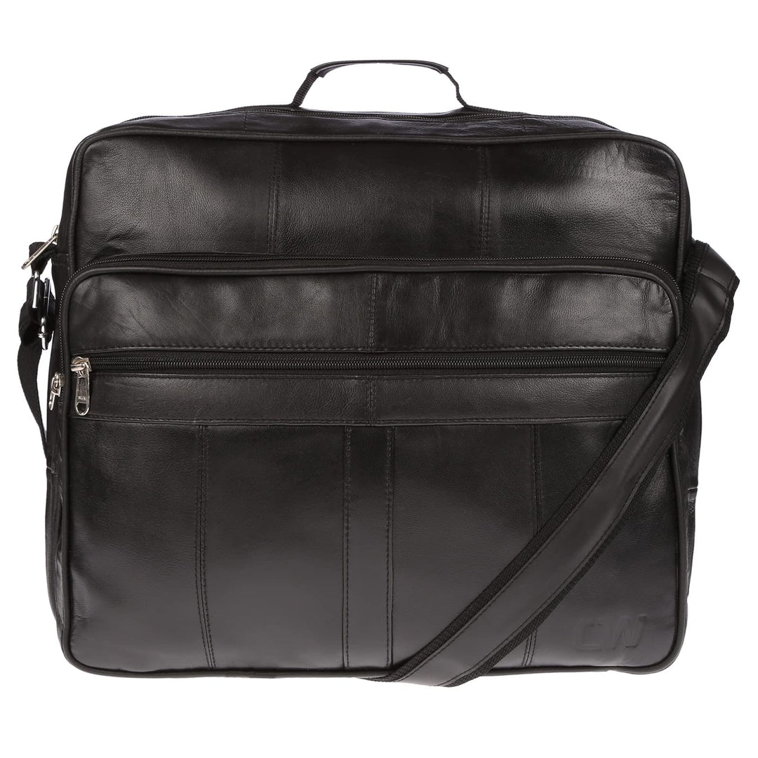 Christian Wippermann Flugbegleiter Umhängetasche Arbeitstasche Herrentasche echt Leder Schwarz Querf
